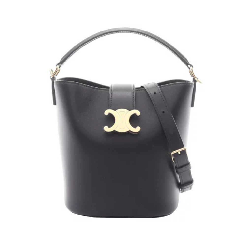 Celine Louise Bucket Handbag Leather Black